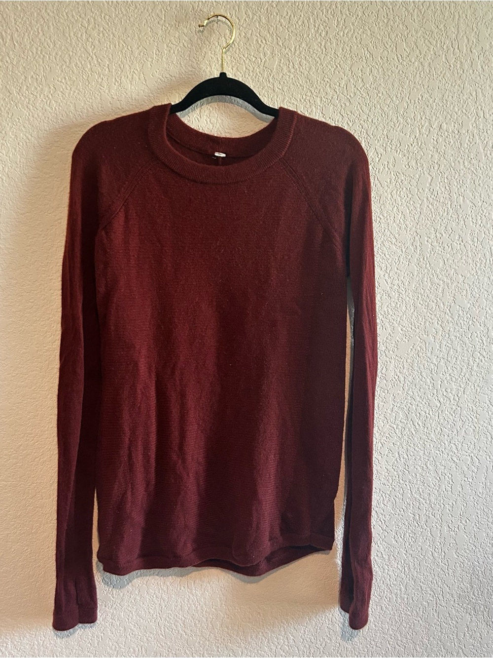 Women's Lululemon Sweater Sit In Lotus 100% Merino Wool Savannah Burgundy Red